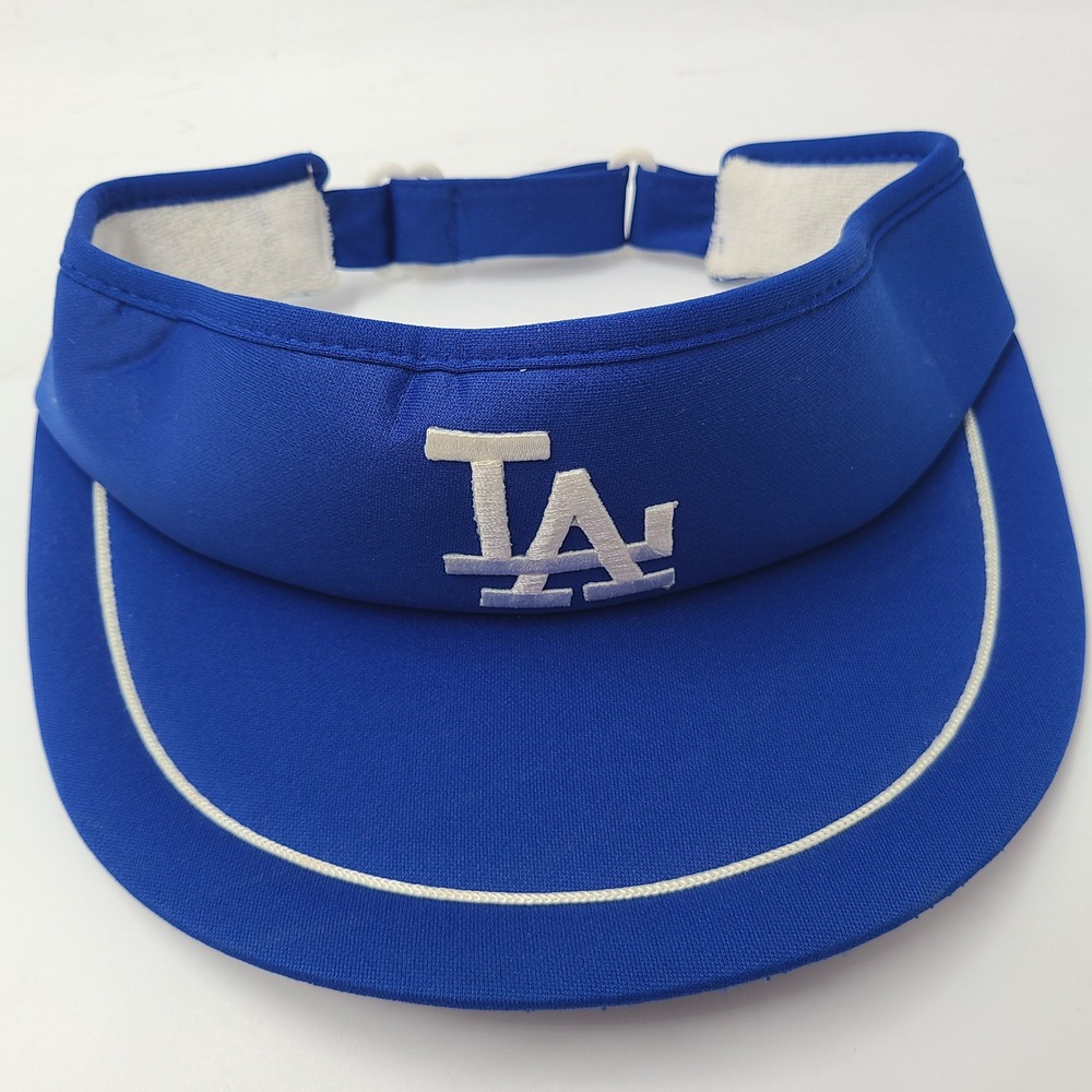 Vintage Los Angeles Dodgers Visor Hat Strapback California Headwear Blue MLB 80s